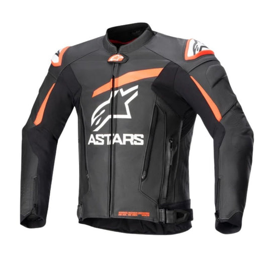 ALPINESTARS GP PLUS V4 LEATHER NEGRO / ROJO FLUOR / BLANCO