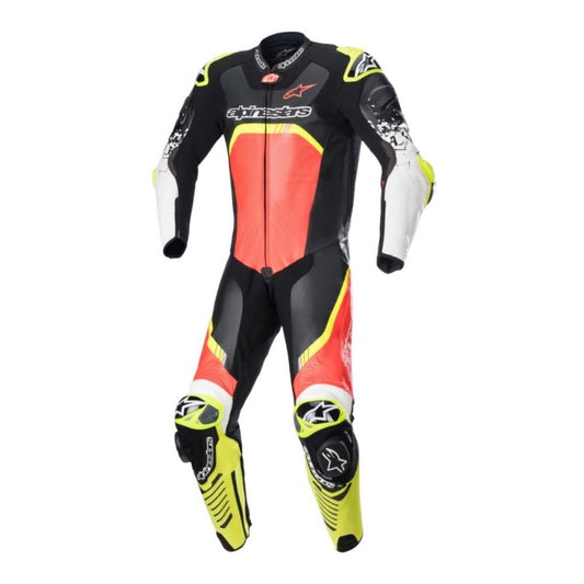 ALPINESTARS GP TECH V4 1 PC NEGRO / ROJO FLUOR / AMARILLO FLUOR