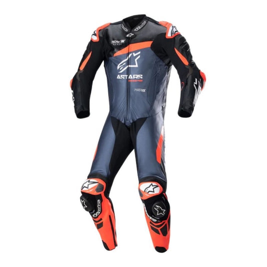 ALPINESTARS GP PLUS V4 1PC NEGRO / ROJO FLUOR / AZUL OSCURO