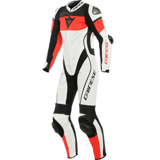 DAINESE IMATRA 1PC LADY LEATHER BLANCO / ROJO-FLÚOR / NEGRO